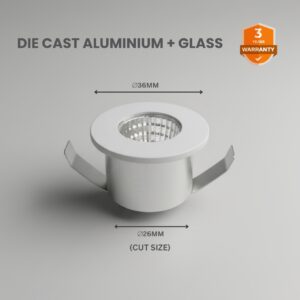 1W Recessed LED Spotlight Aluminium White