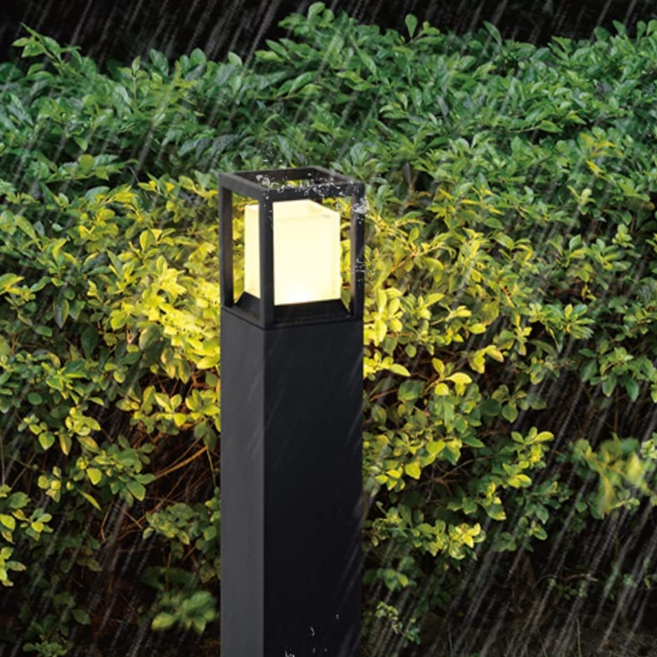 die cast aluminium bollard light led 12W 3000K garden square black