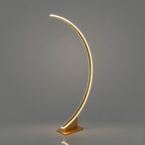 Metal Linear Shape Floor Light Modern Arch Design Warm White Gold