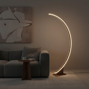 Metal Linear Shape Floor Light Modern Arch Design Warm White Coffee