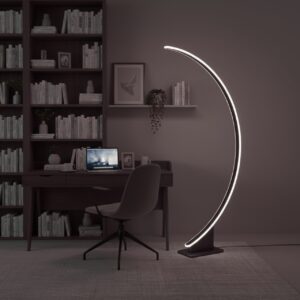 Metal Linear Shape Floor Light Modern Arch Design Warm White Coffee