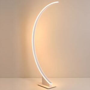 Metal Linear Shape Floor Light Modern Arch Design Warm White Nickle