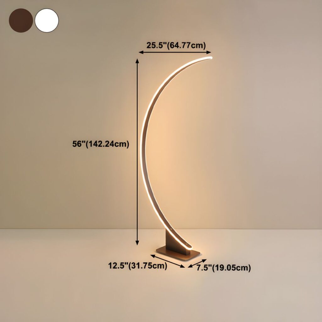 Metal Linear Shape Floor Light Modern Arch Design Warm White Coffee