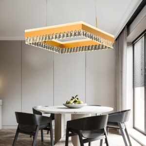 modern crystal square chandelier gold 3 light colors
