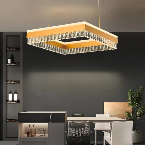 modern crystal square chandelier gold 3 light colors