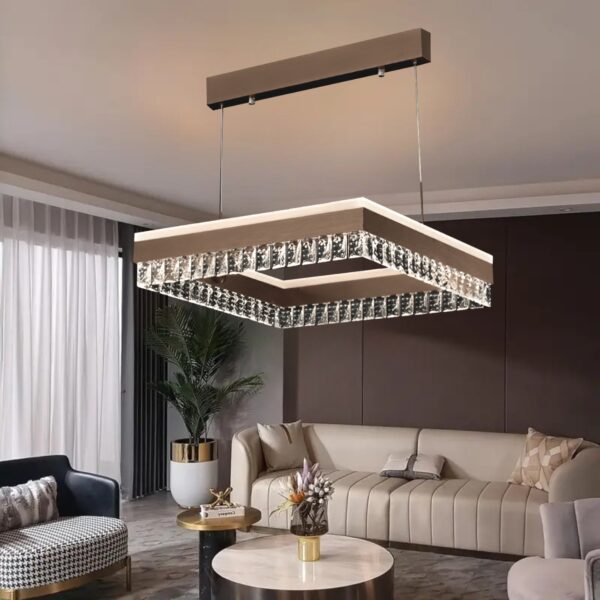 modern crystal square chandelier coffee brown 3 light colors