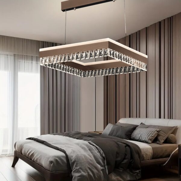modern crystal square chandelier coffee brown 3 light colors