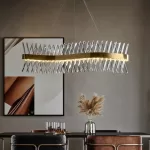 Gold Crystal Chandelier Modern LED Ceiling Pendant Light Fixture