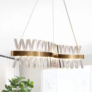 Gold Crystal Chandelier Modern LED Ceiling Pendant Light Fixture