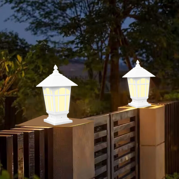 retro vintage outdoor pillar lamp for gates white color