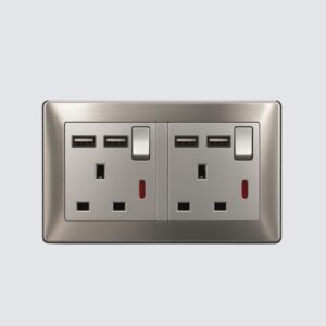 Double USB Switched Wall 13A Socket