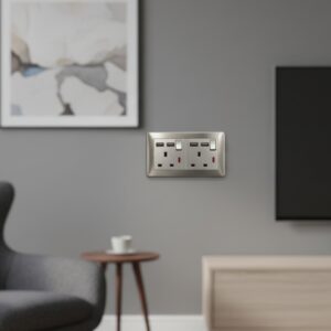 Double USB Switched Wall 13A Socket