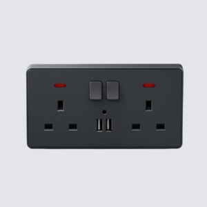 Double USB Switched Wall 13A Socket