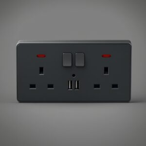 Double USB Switched Wall 13A Socket