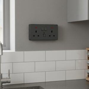 Double USB Switched Wall 13A Socket