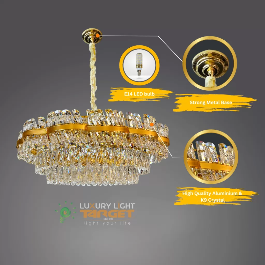 Crystal Chandelier Gold E14 Bulb Specifications