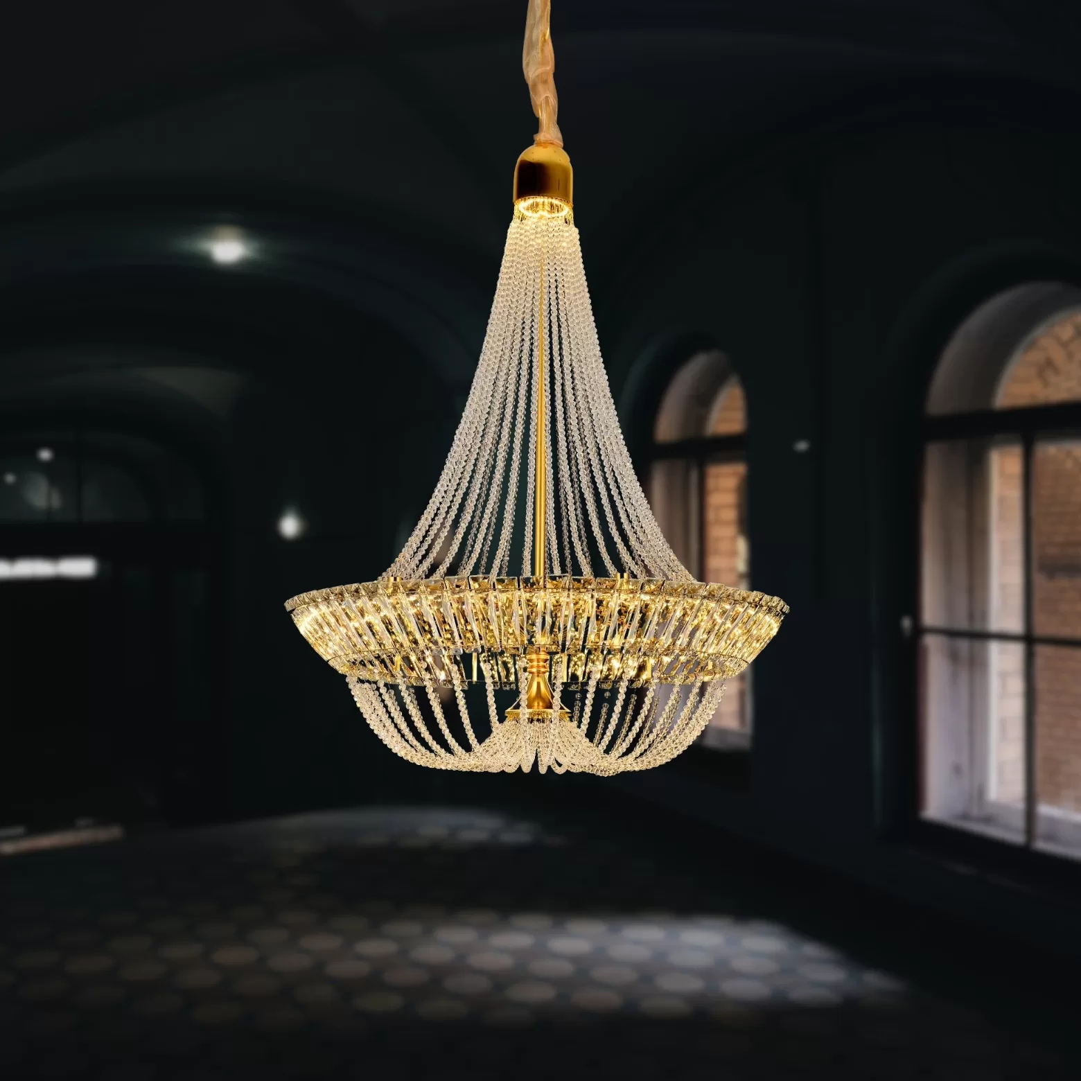 Large crystal chandelier E14 bulb type