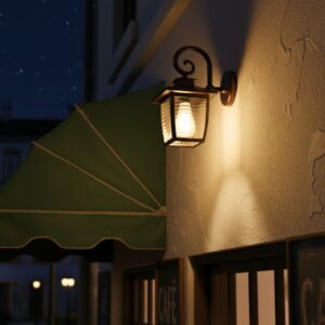 Vintage Outdoor Wall Lamp - Rustic Bronze LED Lantern | Warm Light Cafe & Home