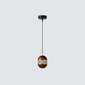 Elegant red sphere pendant light with a clear, textured crystal band around its middle and down light 3000K