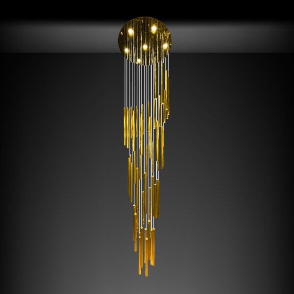 Large modern led chandelier 3 meter gold