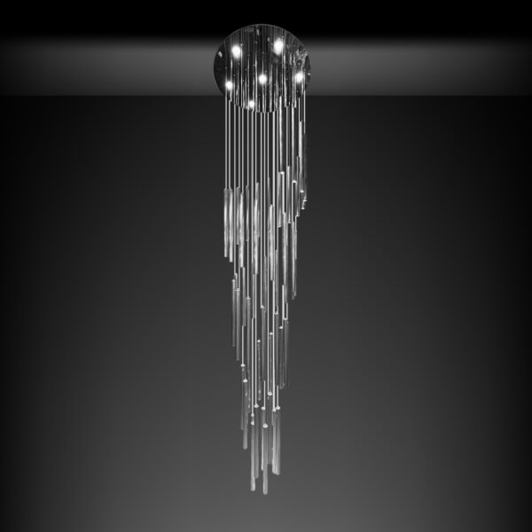 Large modern led chandelier 3 meter chrome