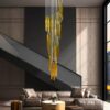 Large modern led chandelier 3 meter gold