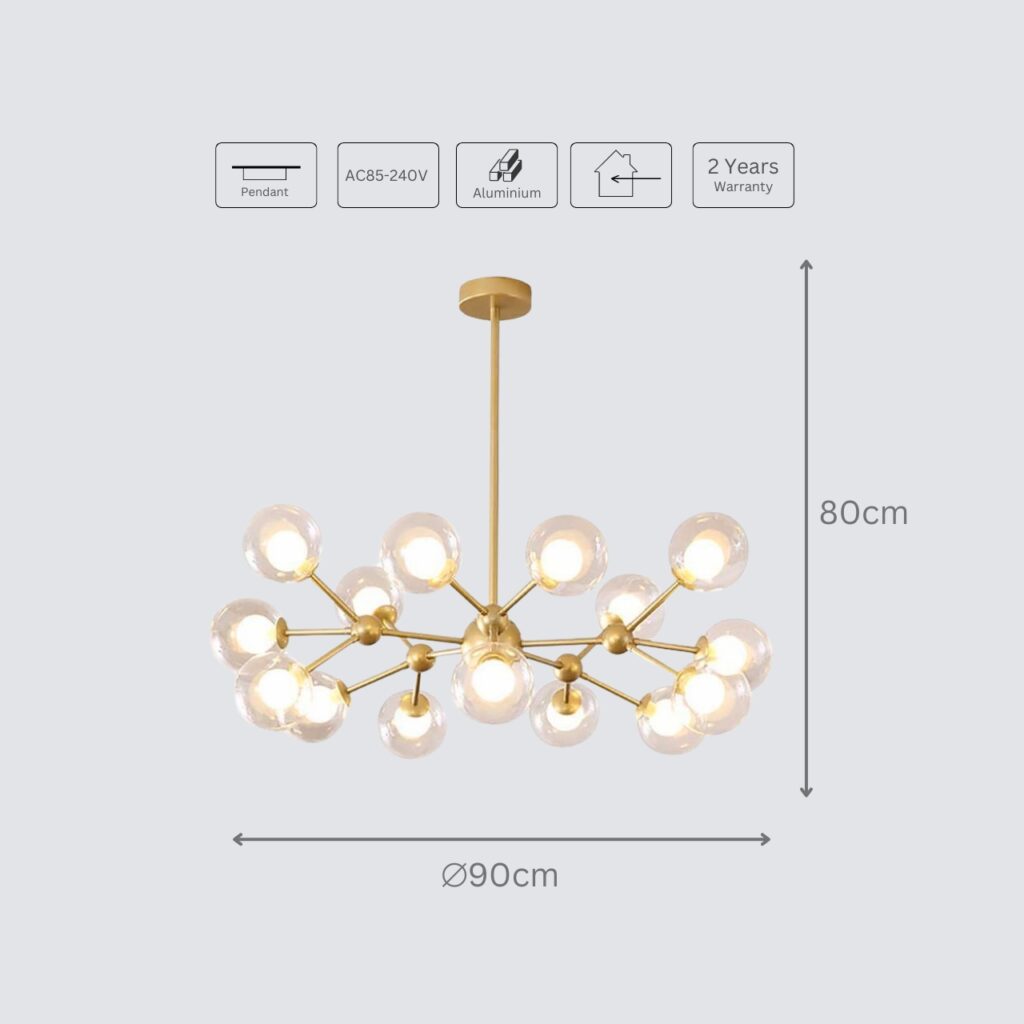 Modern Sputnik Chandelier for Bedroom Gold