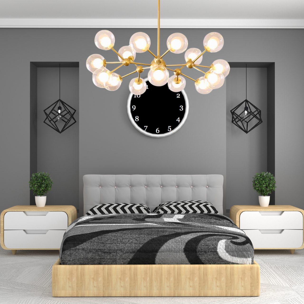 Modern Sputnik Chandelier for Bedroom Gold