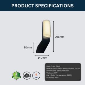 led wall light 12W outdoor 3000K
