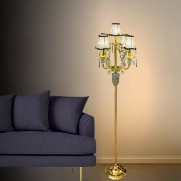 luxury crystal floor lamp golden E14 bulbs