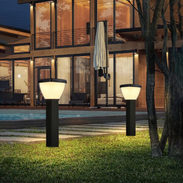 LED Aluminium Solar Bollard Light 5W 3000K Black