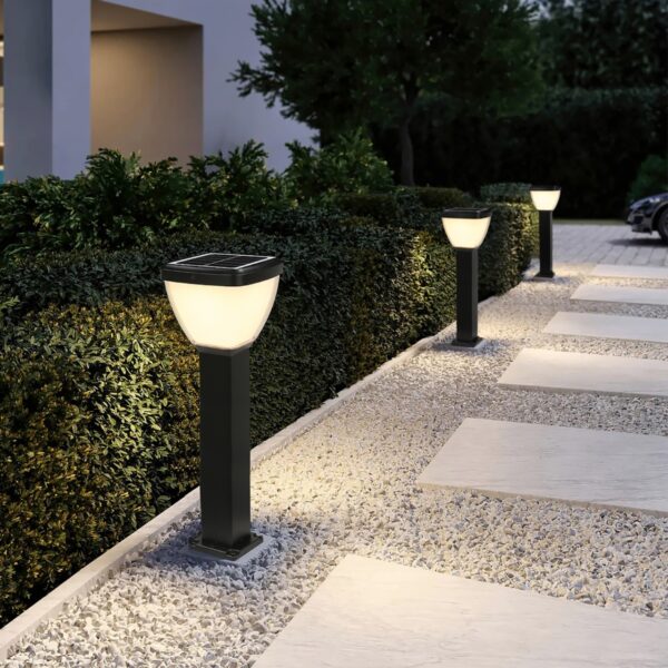 LED Aluminium Solar Bollard Light 5W 3000K Black