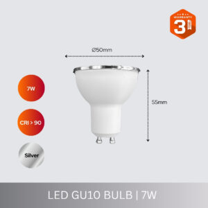 GU10 7W Silver and White LED Bulb