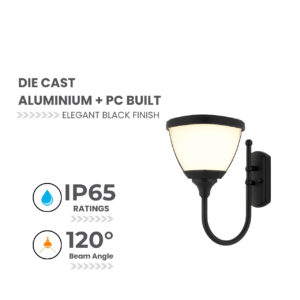 solar led wall lamp 3000K black IP65