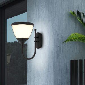 solar led wall lamp 3000K black IP65 outdoor balcony patio