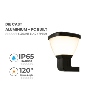 solar led wall lamp 3000K black IP65