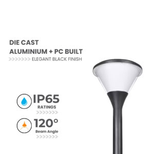 solar pole led light 3000K black IP65