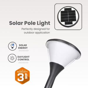 solar pole led light 3000K black IP65