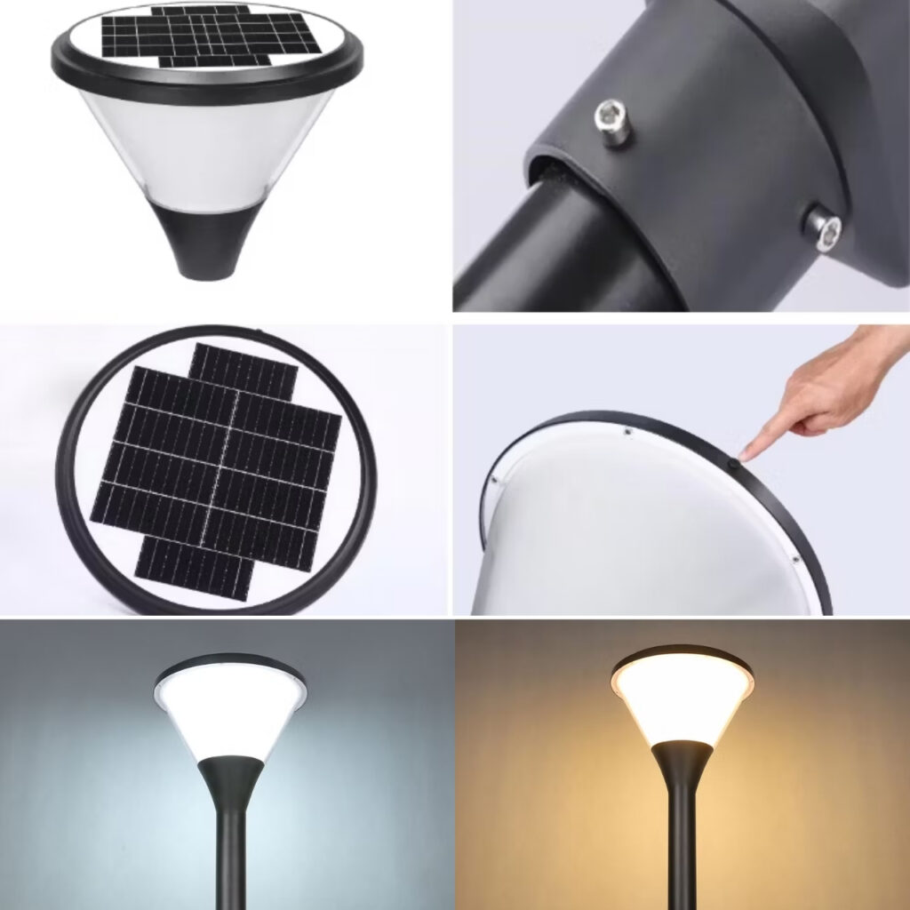 solar pole led light 3000K black IP65