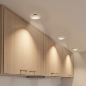 White recessed GU10 downlight frame with tiltable spotlight