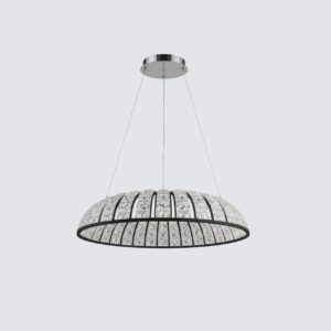 Modern crystal LED chandelier with chrome canopy 3 light colors