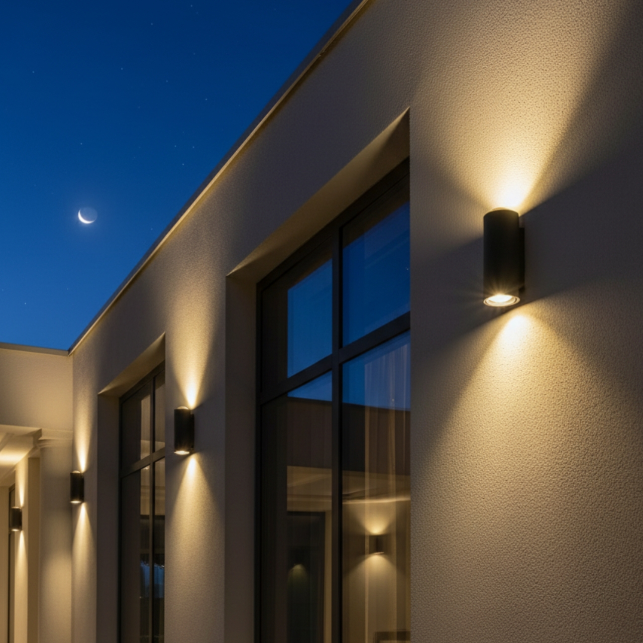 Outdoor 2W Warm White Wall Light Sleek Black