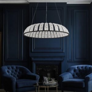 Modern crystal LED chandelier with chrome canopy 3 light colors