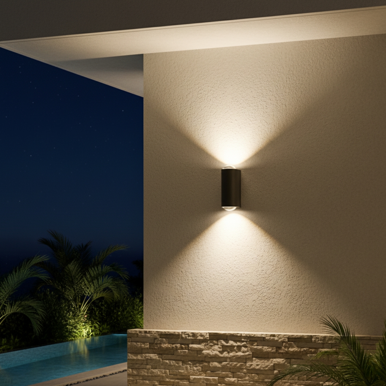 Outdoor 2W Warm White Wall Light Sleek Black