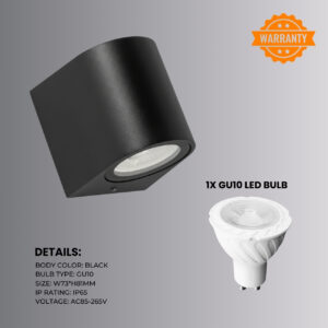 Modern Round GU10 Wall Light, Indoor/Outdoor Wall Light IP65 Waterproof