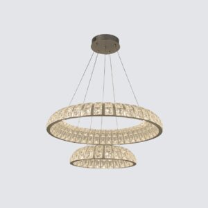 Modern two-tier crystal LED chandelier with chrome finish