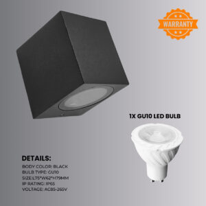 Modern Square GU10 Wall Light, Indoor/Outdoor Wall Light IP65 Waterproof