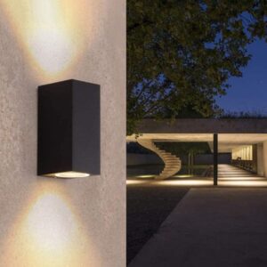 Modern Square Up and Down Round GU10 Wall Light, Indoor/Outdoor Wall Light IP65 Waterproof