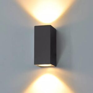 Modern Square Up and Down Round GU10 Wall Light, Indoor/Outdoor Wall Light IP65 Waterproof
