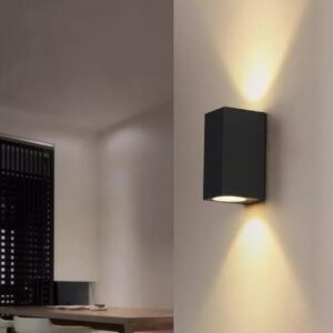 Modern Square Up and Down Round GU10 Wall Light, Indoor/Outdoor Wall Light IP65 Waterproof